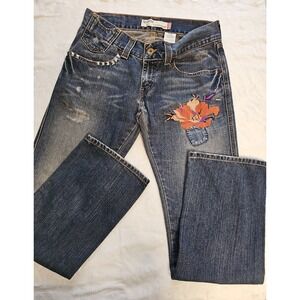 Levi's 504 Slouch Straight Jeans Women's 9M Embroidered Floral Distressed
